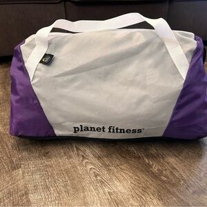Planet Fitness Purple and Gray Duffel Bag